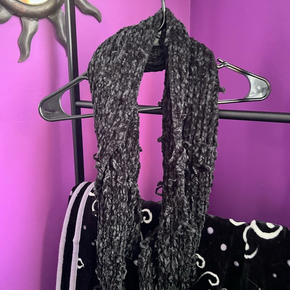 Black crochet scarf